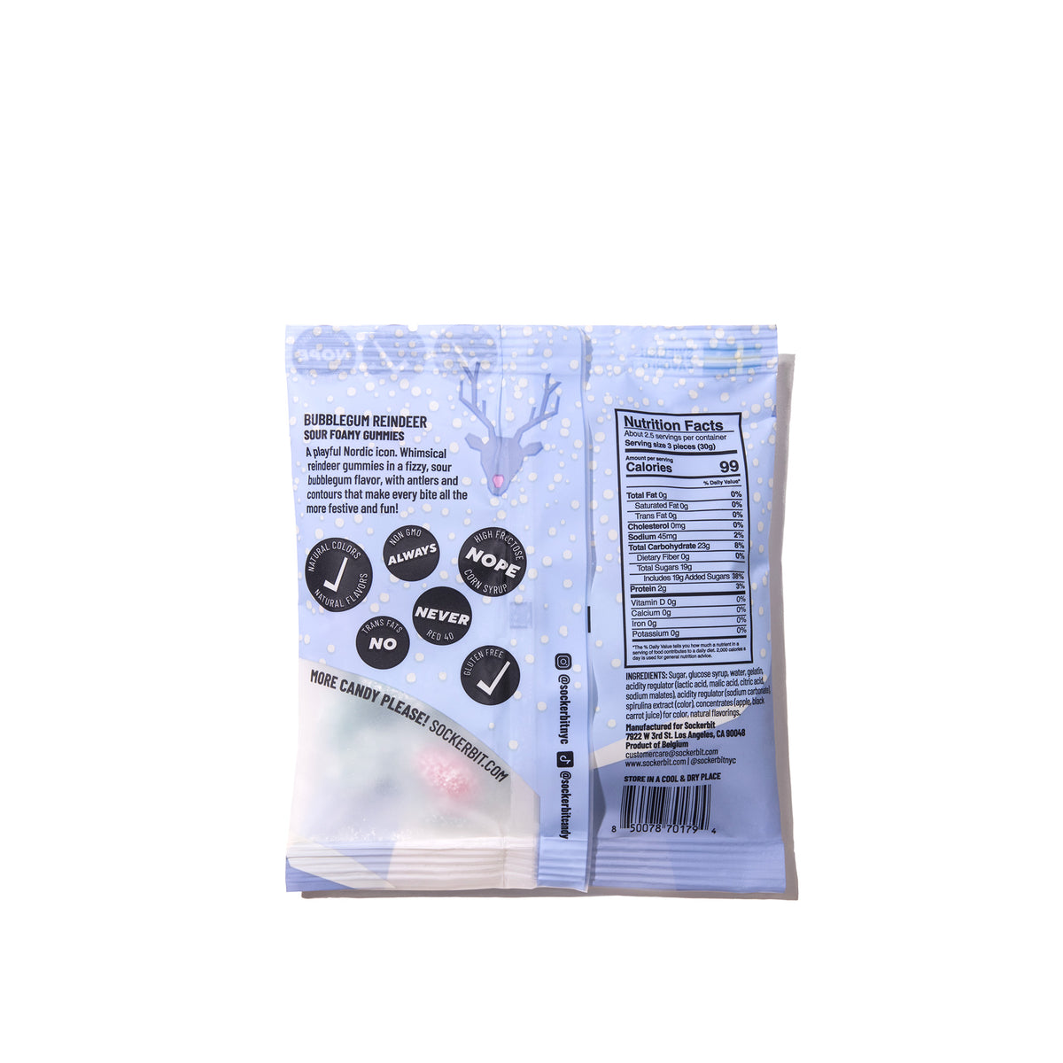 Bubblegum Reindeer Sour Foamy Gummies