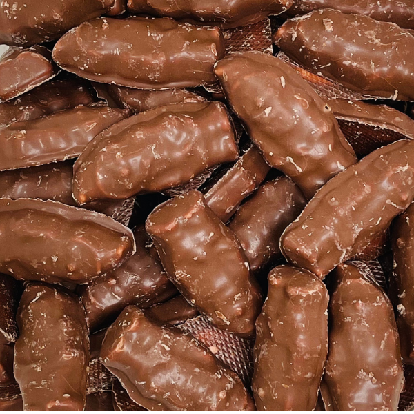 Marshmallow Santa dipped in chocolate